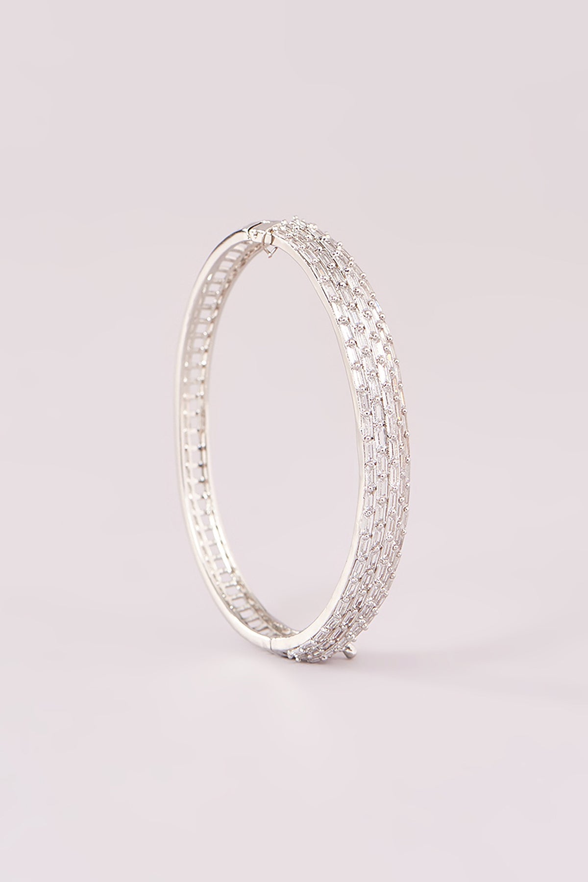 White Rhodium Finish American Diamond Bracelet