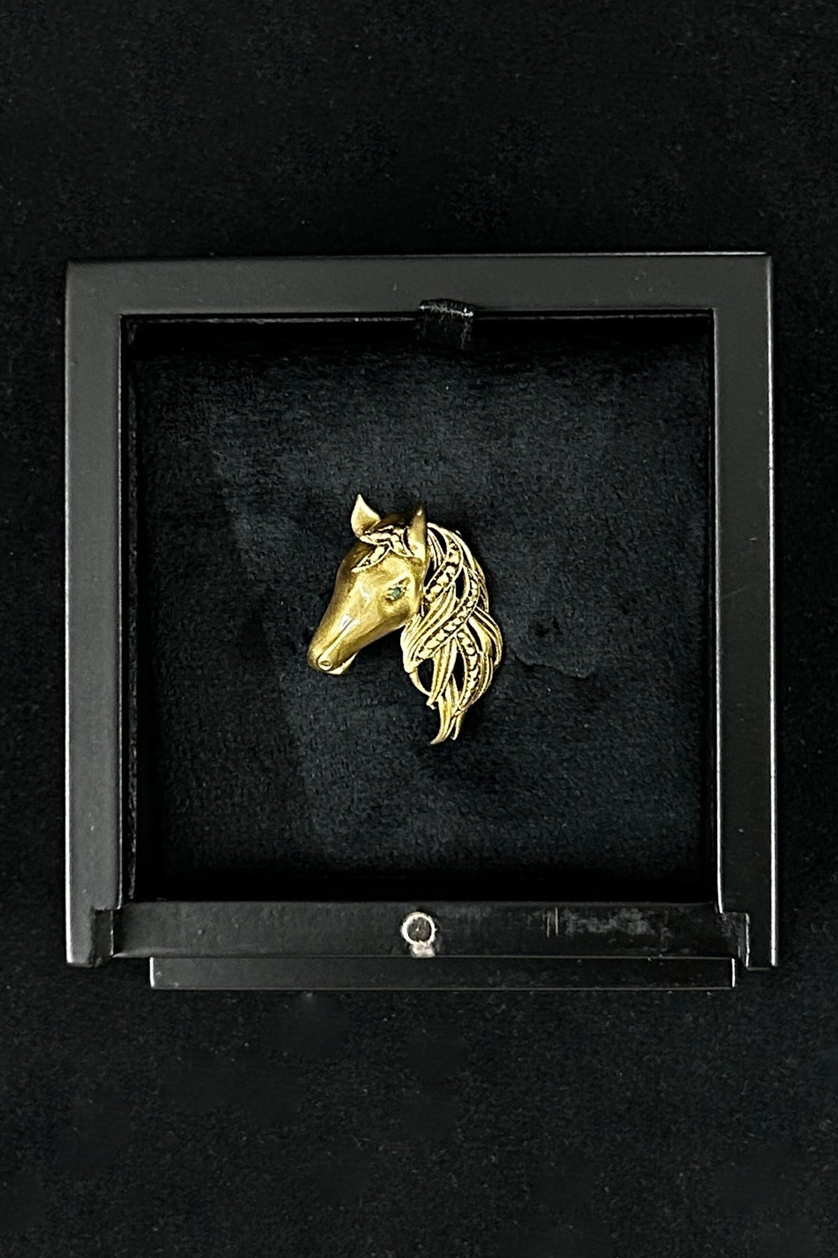 Antique Gold Brass Horse Brooch