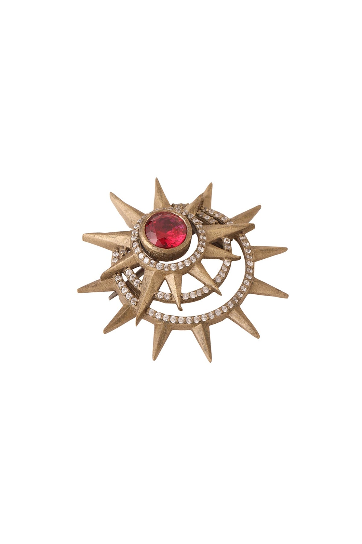 Antique Gold Finish Semi-Precious Stone Brooch