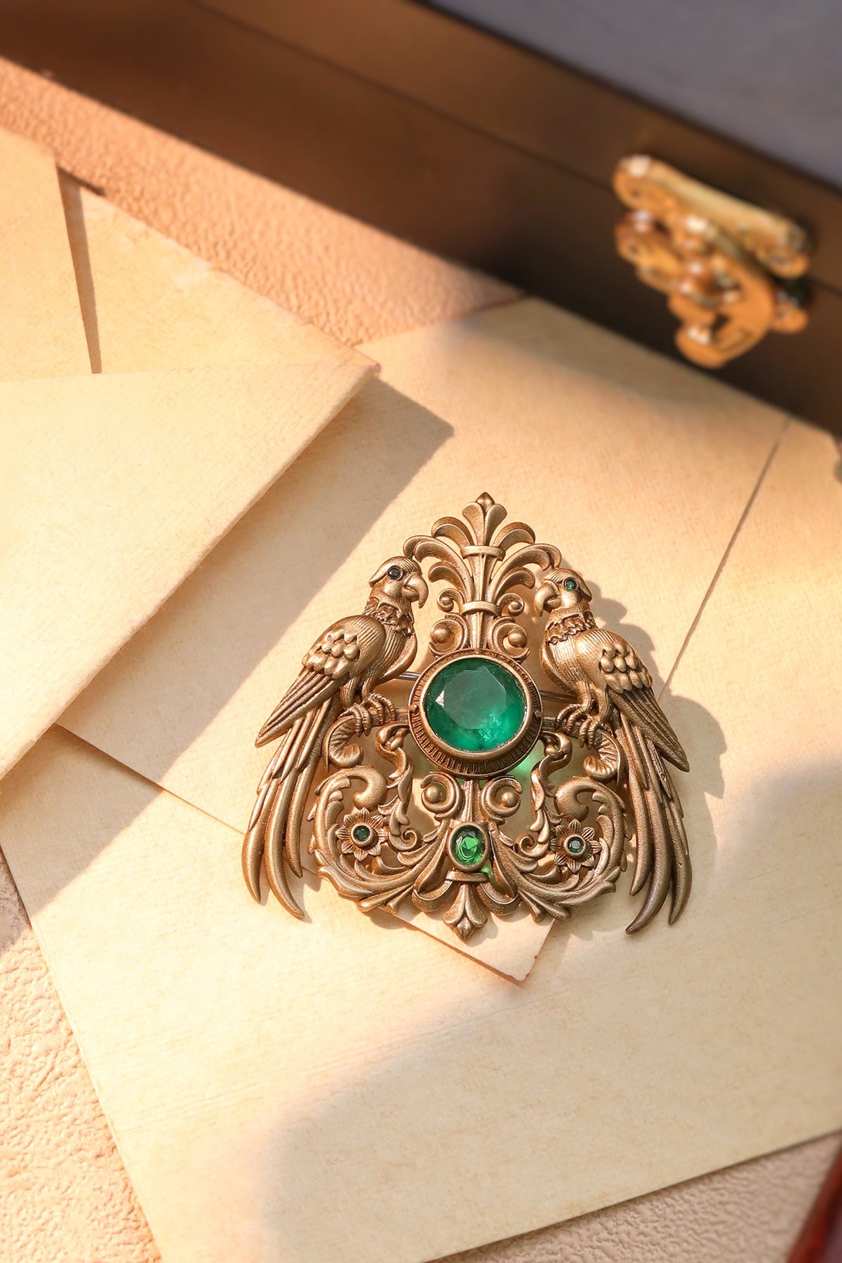 Oxidised Antique Gold Brass Brooch