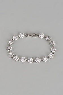 White Rhodium Finish Austrian Crystal & Zircon Bracelet