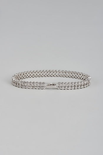 White Rhodium Finish Austrian Crystal & Zircon Bracelet