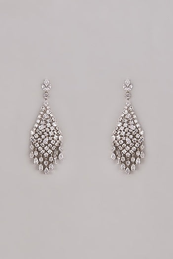 White Gold Plated Austrian Crystal Dangler Earrings