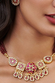 Gold Plated Kundan Polki & Jadau Necklace Set