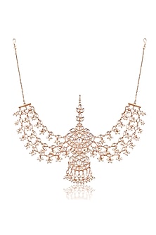 Rose Gold Plated Kundan Polki Mathapatti