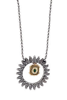 Two-Tone Finish Pink & Green Semi-Precious Stone Long Necklace