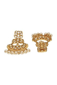 Gold Finish Kundan Polki & Pearl Handcrafted Choker Necklace Set