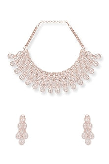Rose Gold Finish Cubic Zirconia Necklace Set