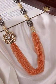 Gold Plated Pearl Double Layered Necklace
