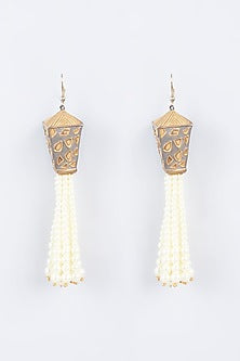 Gold Plated Shell Pearl Chandelier Earrings
