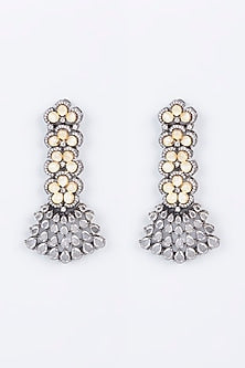 White Finish Kundan Polki Dangler Earrings
