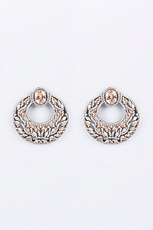 White Finish Champagne Zircon Chandbaali Earrings