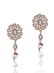 Gold Finish Handcrafted Kundan Polki Necklace Set