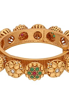 Gold Plated Kundan Polki Temple Bangle