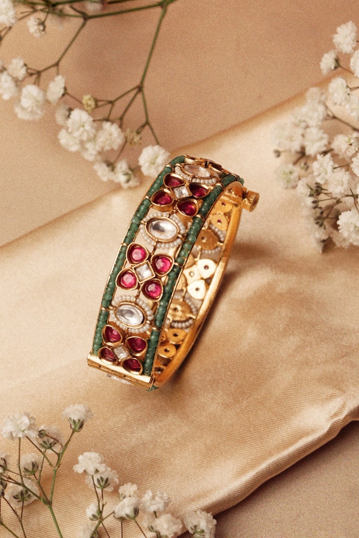 Gold Plated Kundan Polki Bangle