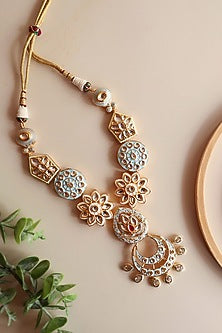 Gold Finish Handcrafted Enameled Long Necklace