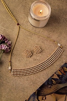Gold Plated Pearl Choker Necklace Set