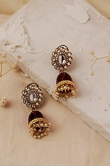 Gold Plated Kundan Polki Jhumka Earrings