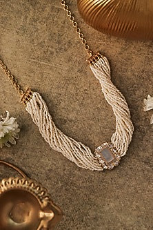 Gold Plated Faux Pearl Choker Necklace