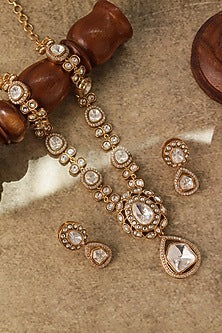 Gold Plated Polki Diamond Necklace Set