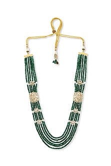 Gold Plated Emerald Green Stone Long Necklace
