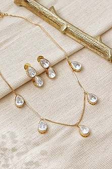 Gold Plated Kundan Polki Necklace Set