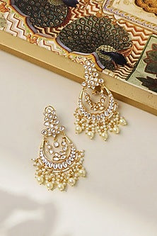 Gold Plated Kundan Polki Chandbali Earrings