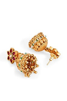 Gold Plated Gemstone & Motifs Garland Necklace Set