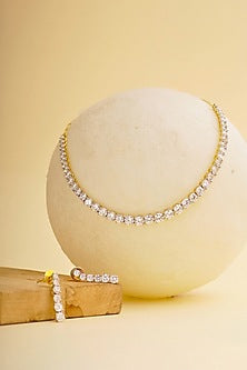 Silver Finish Cubic Zirconia Choker Necklace Set