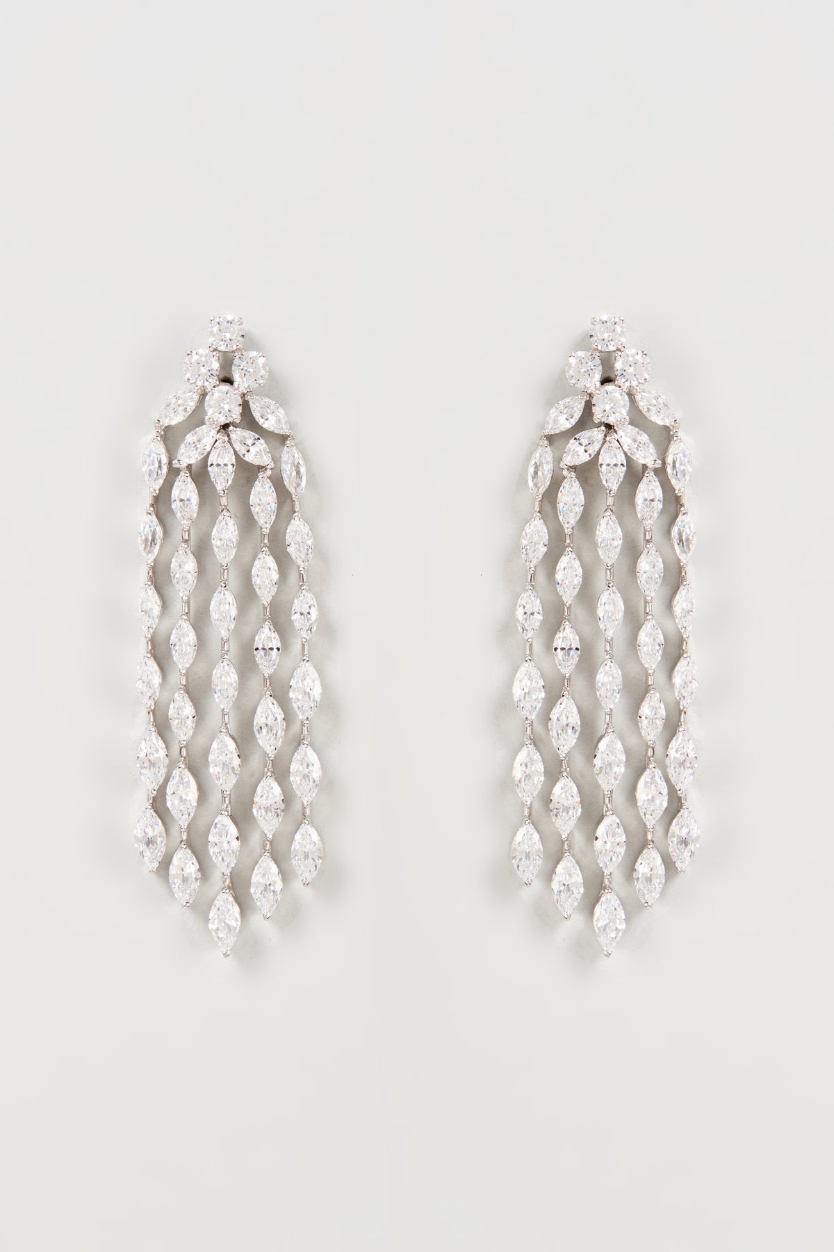 White Finish Swarovski Zirconia Dangler Earrings In Sterling Silver