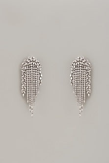 White Finish Zircon Dangler Earrings In Sterling Silver