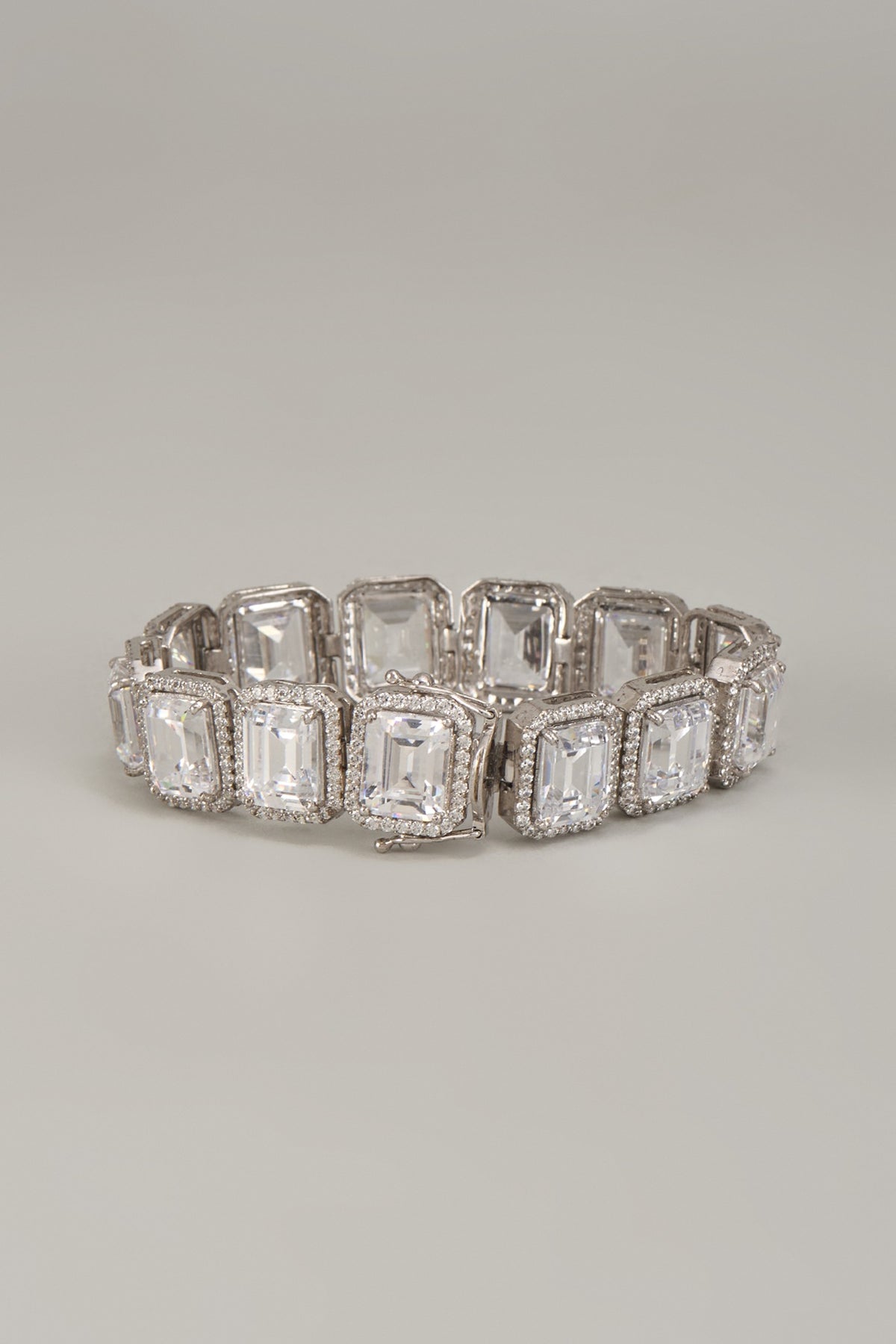 White Finish Swarovski Zirconia Bracelet In Sterling Silver