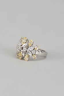 White Finish Swarovski Zirconia Ring In Sterling Silver