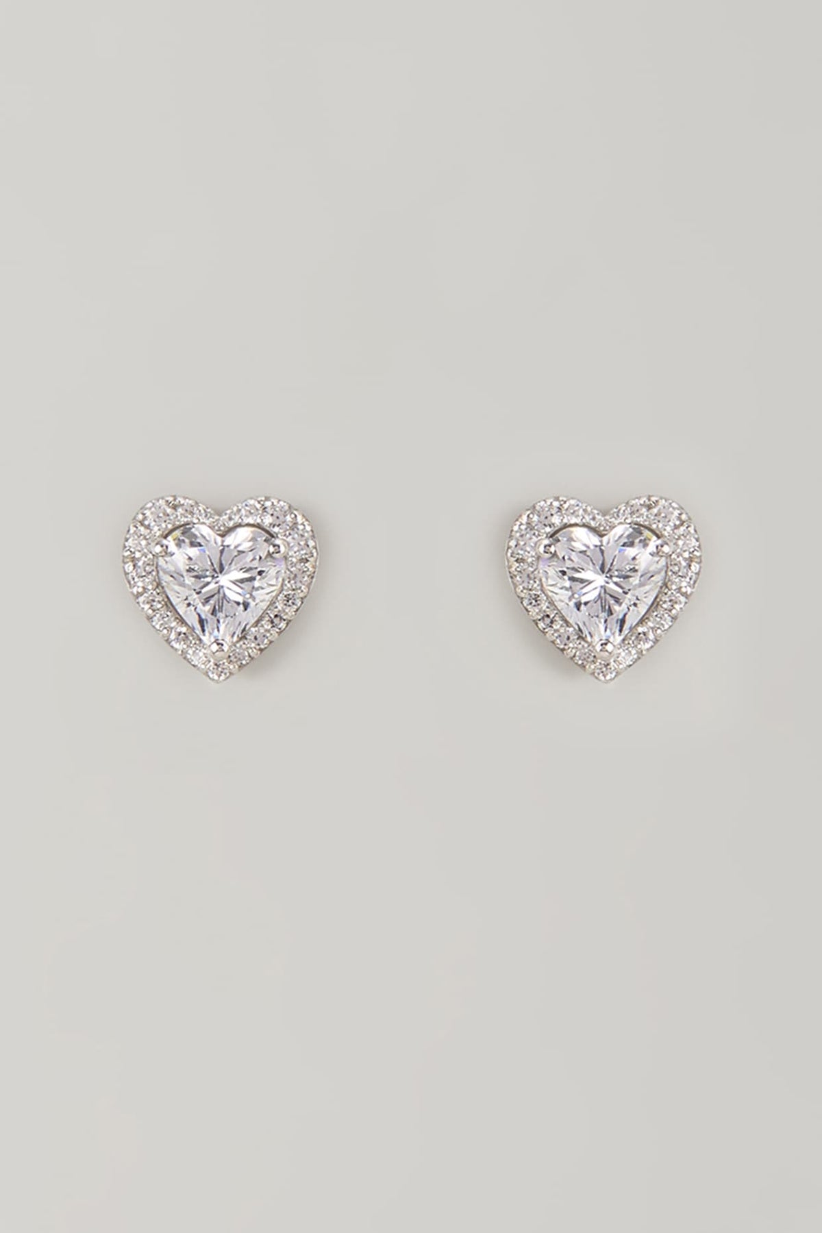 White Finish White Stone Stud Earrings In Sterling Silver