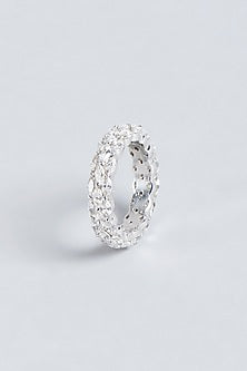 White Finish Swarovski Zirconia Ring In Sterling Silver