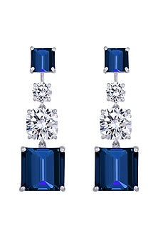 White Finish Swarovski Zirconia Earrings In Sterling Silver