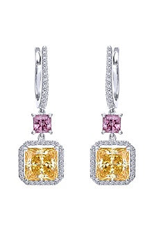White Finish Swarovski Earrings In Sterling Silver