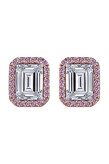 White Finish Swarovski Stud Earrings In Sterling Silver