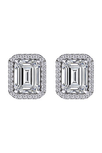 White Finish Swarovski Earrings In Sterling Silver