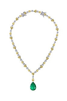 White Finish Swarovski Zirconia Necklace In Sterling Silver