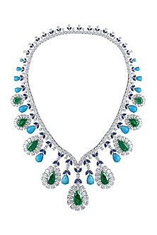 White Finish Swarovski Zirconia Bridal Necklace In Sterling Silver