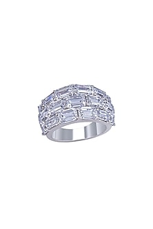 White Finish Ring In Sterling Silver
