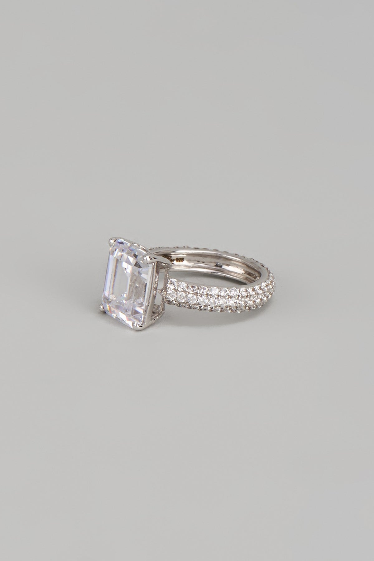 White Finish Swarovski Zirconia Ring In Sterling Silver