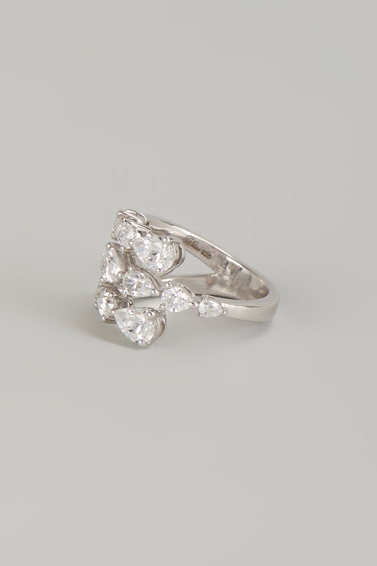 White Finish White Stone Ring In Sterling Silver