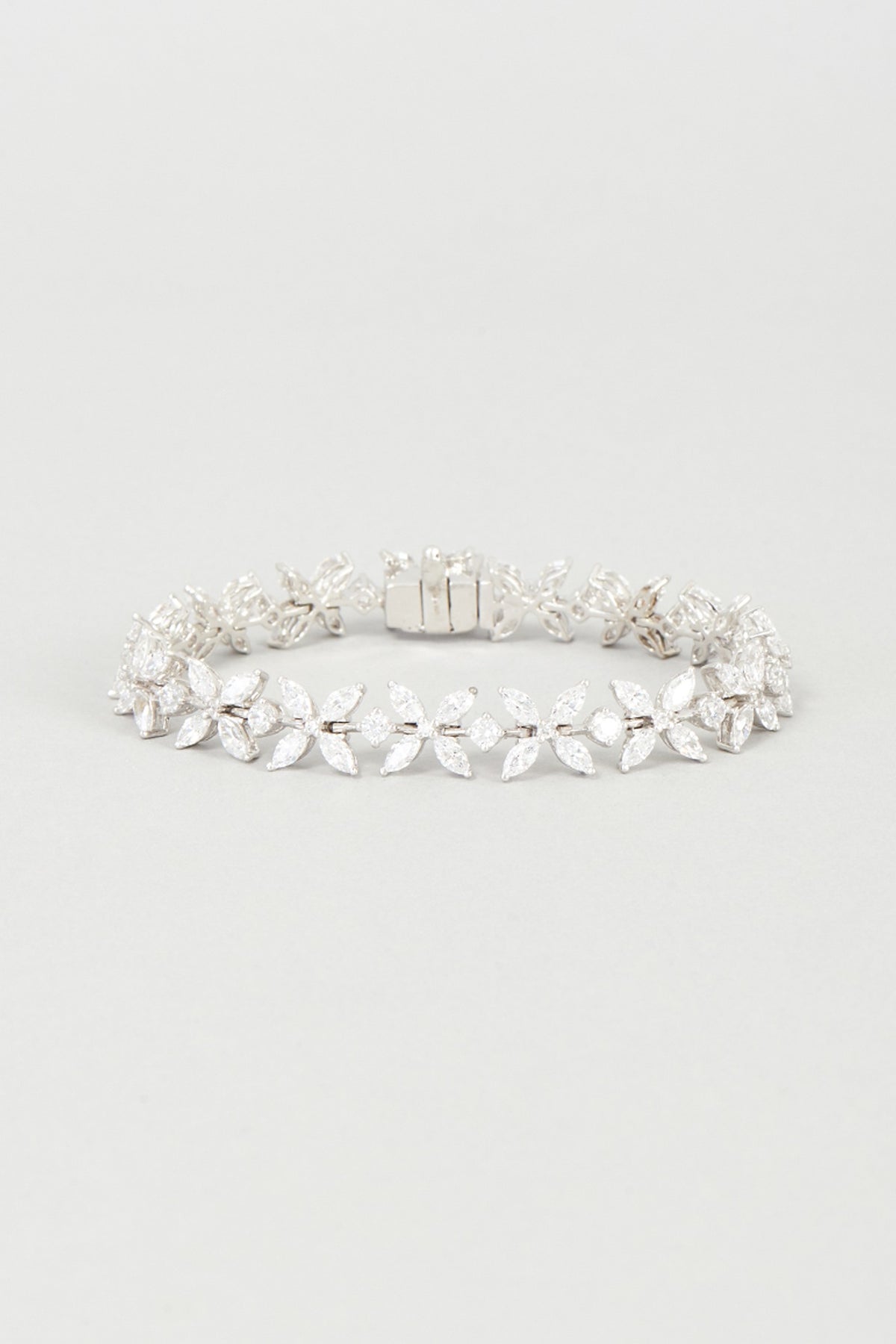 White Finish Swarovski Zirconia Bracelet In 92.5 Sterling Silver