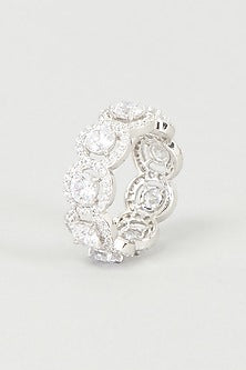 White Finish Swarovski Zirconia Ring In 92.5 Sterling Silver