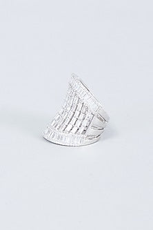 White Finish Swarovski Zirconia Ring In 92.5 Sterling Silver