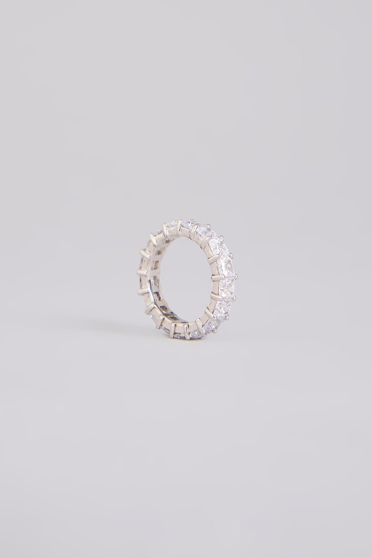White Finish White Stone Ring In Sterling Silver