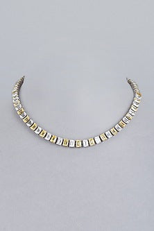 White Finish Yellow Swarovski Necklace In Sterling Silver