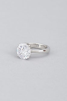 White Finish Swarovski Zirconia Ring In Sterling Silver